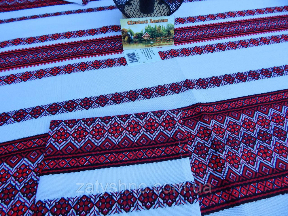 Яскраво червона вишита скатертина з серветками 230 *140 Київ - фото 9