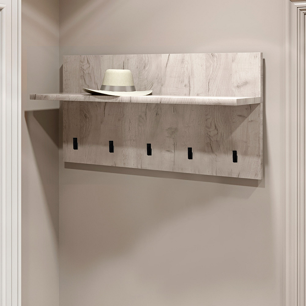 Вешалка на стену Эверест Соната-800 80х40 см дуб крафт белый (DTM-2729) Львов - изображение 1