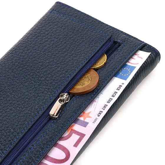 Зручне жіноче портмоне з натуральної шкіри флотар Синє (CANPELLINI) Київ