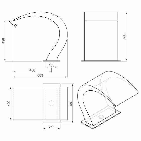 Водопад Aquaviva Орхидея AISI 316 (600x400 мм) Киев