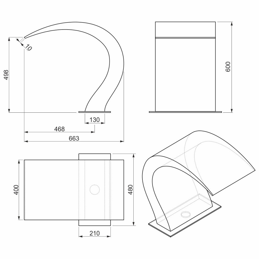 Водопад Aquaviva Орхидея AISI 316 (600x400 мм) Киев - изображение 4