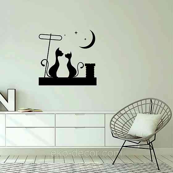 Декоративное настенное 3D Панно «Коты» Декор на стену с объемом 70*70 см, Черный Киев