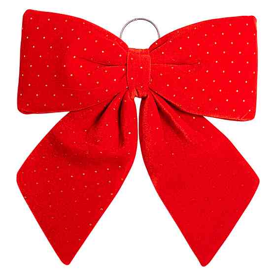 Оксамитовий бант для декору зі стразами на ялинку 45×50 (см) Червоний CR-2-6 Київ
