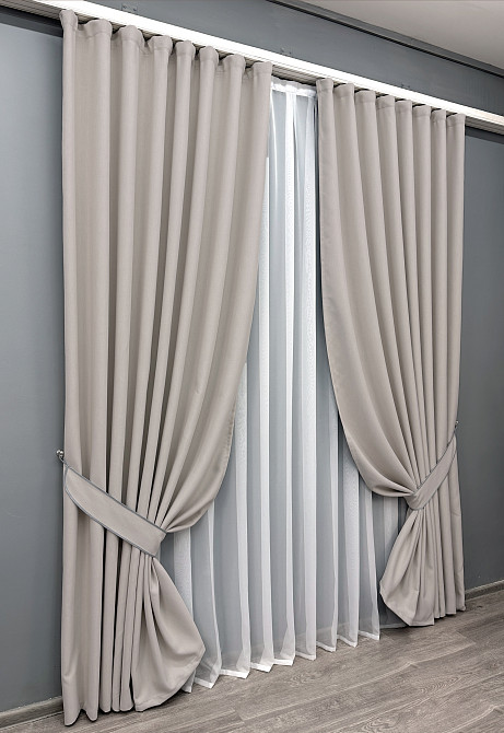 Комплект штор VR-Textil Блекаут двосторонній Scandi № 1901ш Світло-бежевий 200х270 см 2 шт (32-260) Київ - фото 3