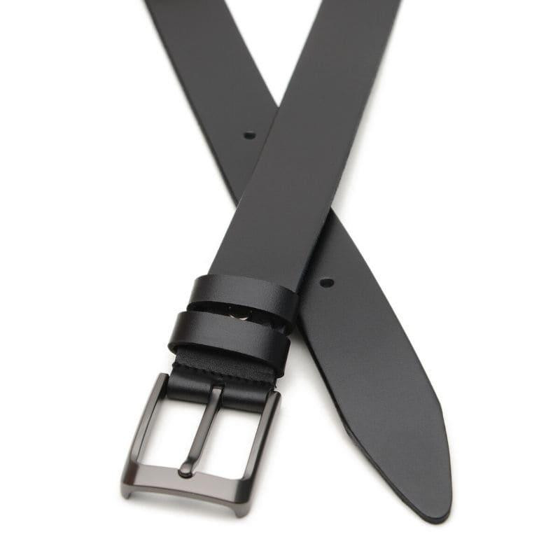 Ремень кожаный мужской 125×3.5/пояс для брюк и джинсов, черный Каменское - изображение 2