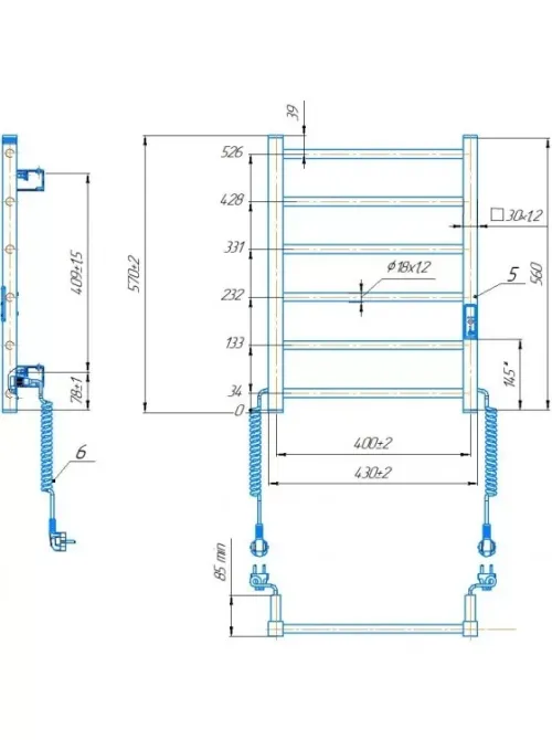 Електрична рушникосушка Hygge Family Leeds 570x430 білий мат Київ - фото 4