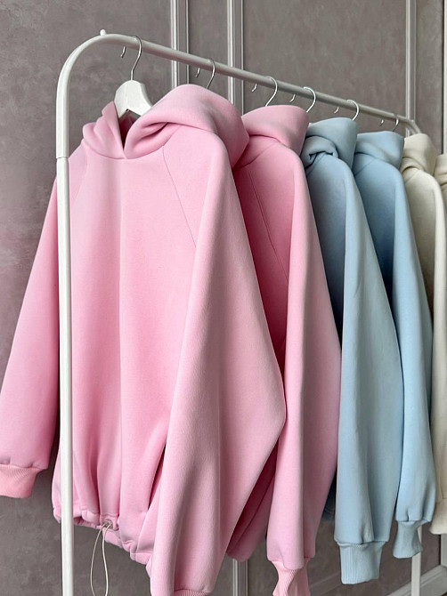 Жіноча тепла оверсайз худі з куліскою турецька трьохнитка піньє бавовна Одеса - фото 1