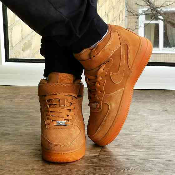 Кросівки Nike Force Високі Руді Жіночі Форси Замшеві Коричневі Найк (розміри: 37,38,39,40,41) Дніпро