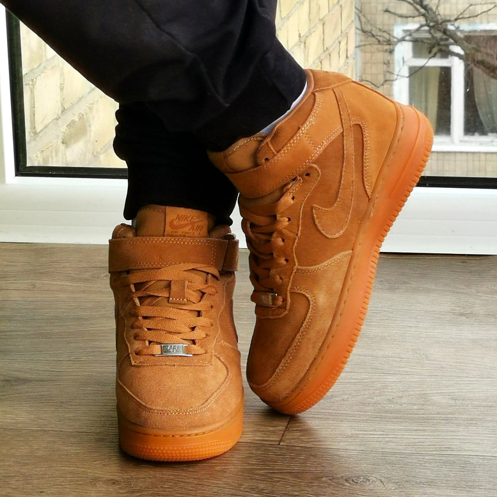 Кросівки Nike Force Високі Руді Жіночі Форси Замшеві Коричневі Найк (розміри: 37,38,39,40,41) Дніпро - фото 5