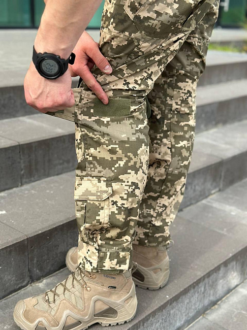 Армійські чоловічі літні посилені штани штурмові піксель ,тактичні штани ріп стоп з наколінниками і липучками під коліно Львів - фото 7