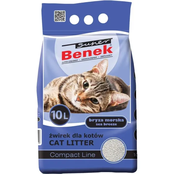 Наполнитель бентонитовый Супер Бенек Super Benek Compact для кошачьих туалетов морской бриз (мелкий), 10 л Винница