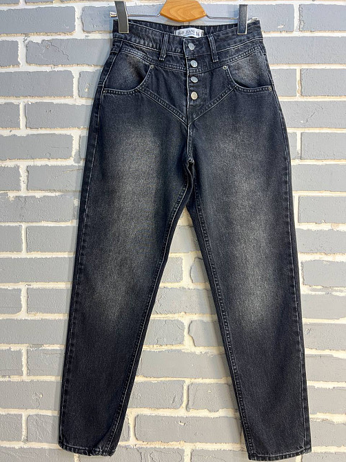 Джинси жіночі Dk-49 3238 МОМ кокетка на гудзиках варені чорні, чорний, 34, 34, 70 см, 94 см Київ - фото 8