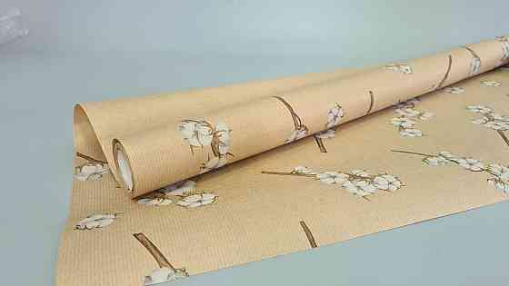 Рулон 8 м бумага подарочная с печатью (38) для цветов (h680) Крафт №9 (1 шт) Харьков