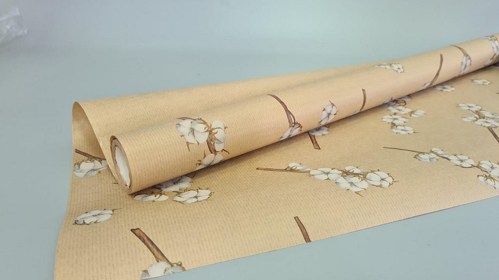 Рулон 8 м бумага подарочная с печатью (38) для цветов (h680) Крафт №9 (1 шт) Харьков - изображение 3