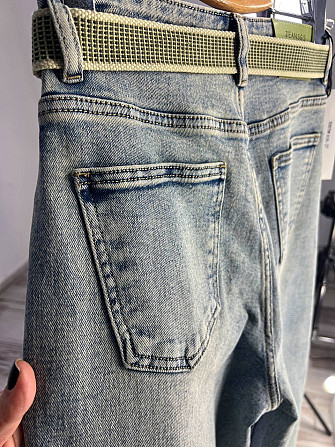 Джинси жіночі DNL 2670 skater mom jeans висока талія з ременем стрейчеві блакитні, блакитний, 26, 26 Одеса - фото 5