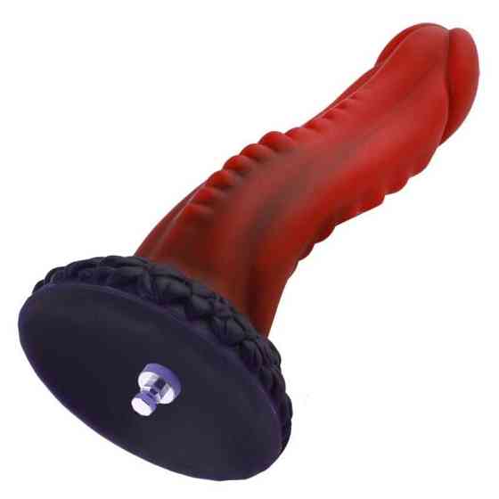 Фалоімітатор для секс-машин Hismith 8.35″ Curved Silicone Dildo Red Monster Series, система KlicLok Sex Aura Київ
