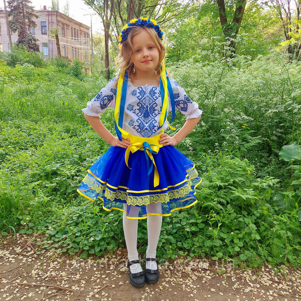 Костюм вишиванка синьо-жовтий для дівчинки "Слава нації" Кривий Ріг - фото 7