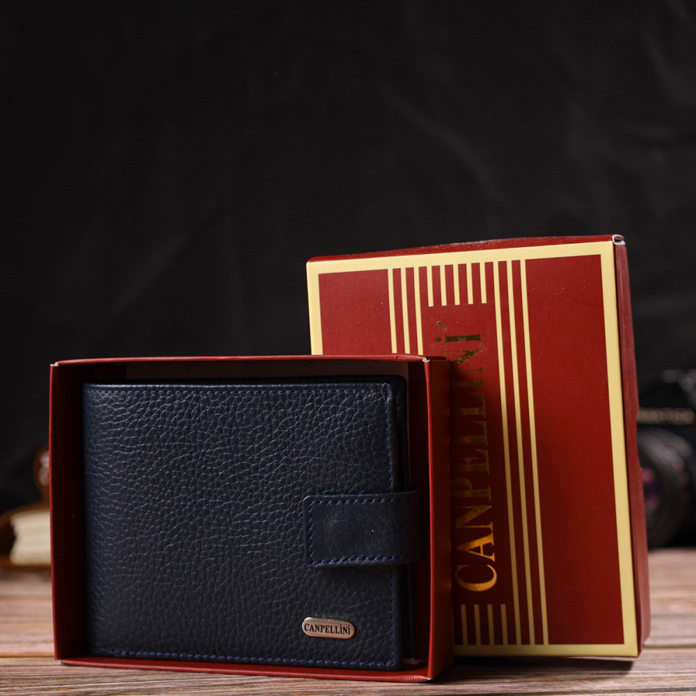 Привлекательный горизонтальный кошелек для мужчин из натуральной кожи флотар CANPELLINI 21894 Синий Киев - изображение 10