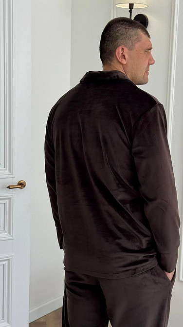 Піжама чоловіча велюрова на ґудзиках Шоколадний S Харків - фото 3