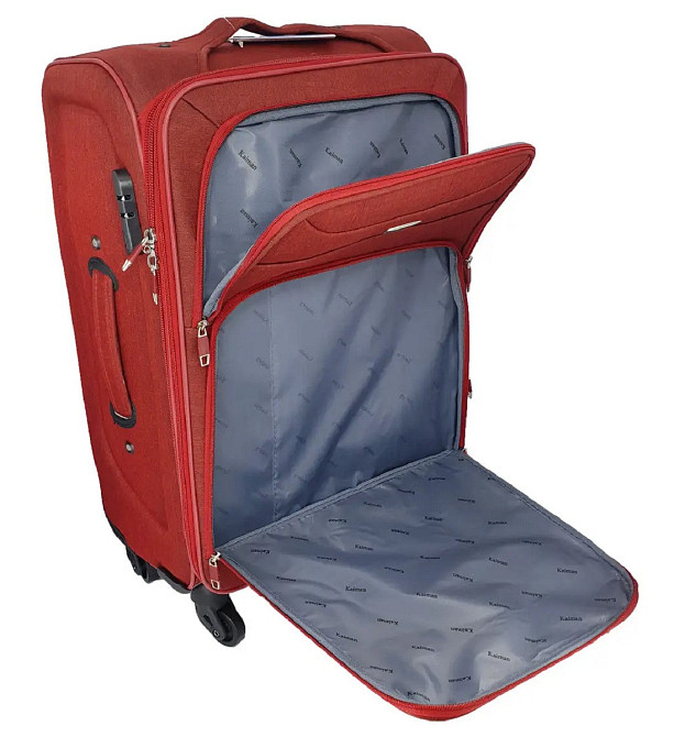 Чемодан тканевый KAIMAN 19226 средний 4 колеса бордовый Киев - изображение 5