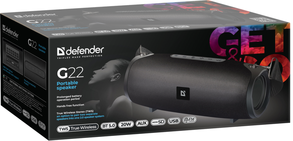 Портативная колонка Defender G22 20Вт, Black (65122) (6748248) Киев - изображение 6
