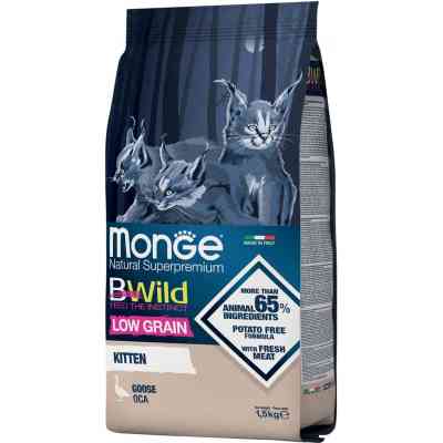 Сухий корм для кішок Monge Cat Bwild Low Grain kitten з м'ясом гуски 1.5 кг (8009470012041) Вінниця