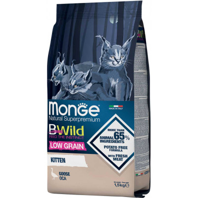 Сухий корм для кішок Monge Cat Bwild Low Grain kitten з м'ясом гуски 1.5 кг (8009470012041) Вінниця - фото 1