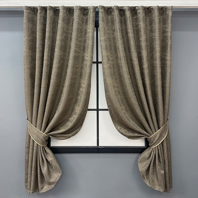 Комплект коротких штор VR-Textil Жакард Viva Marmo № 1786ш Какао 130х170 см 2 шт (35-0373) Київ - фото 1