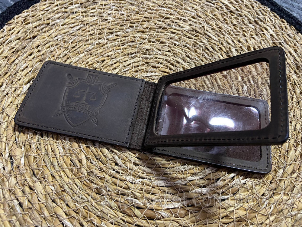 Шкіряна обкладинка на посвідчення Прокуратура України коричневого кольору Київ - фото 3