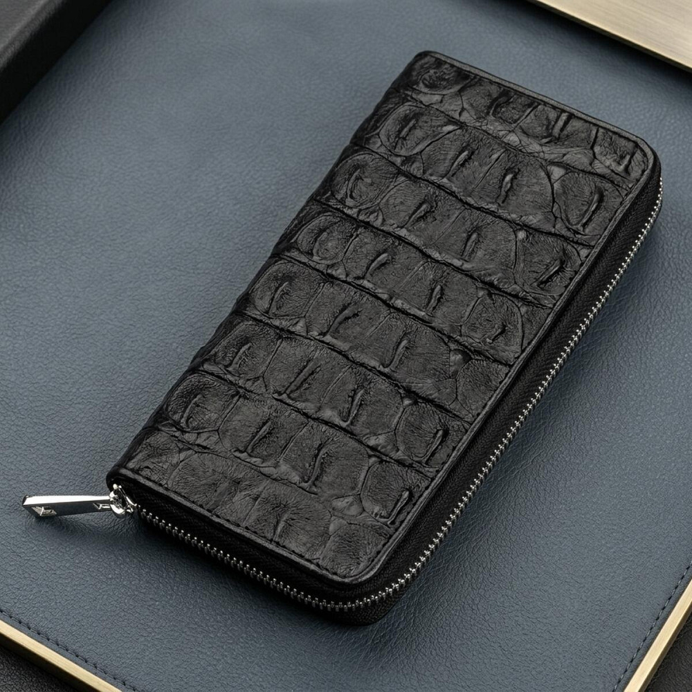 Кошелек-клатч CROCODILE LEATHER 18012 из натуральной кожи крокодила Черный Киев - изображение 5