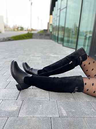 Vesna Ботфорти жіночі VESNA чорні шкіра+замша натуральна висота 53 см обхват 35-37 см (2411/2) Коломия