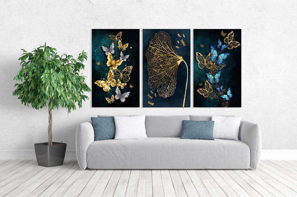 Модульна картина у вітальню/ спальню    Метелики       ART-098_3A 100х150 см Київ - фото 2