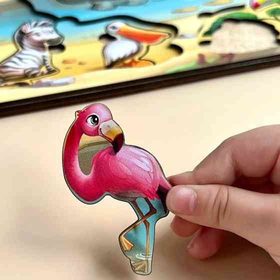 Дерев'яна настільна гра "А де звірі?" Ubumblebees (ПСД175) PSD175 сортер-вкладиш Вінниця