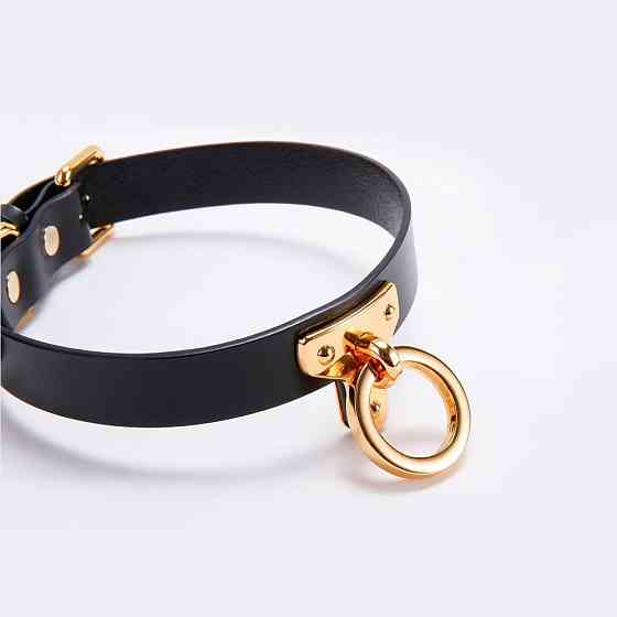 Ошейник-чокер с кольцом, итальянская кожа Leather Cosplay Choker UPKO, размер L Sex Aura Киев