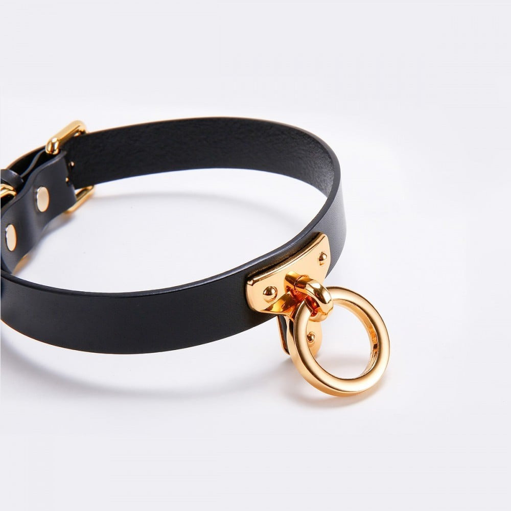 Ошейник-чокер с кольцом, итальянская кожа Leather Cosplay Choker UPKO, размер L Sex Aura Киев - изображение 5