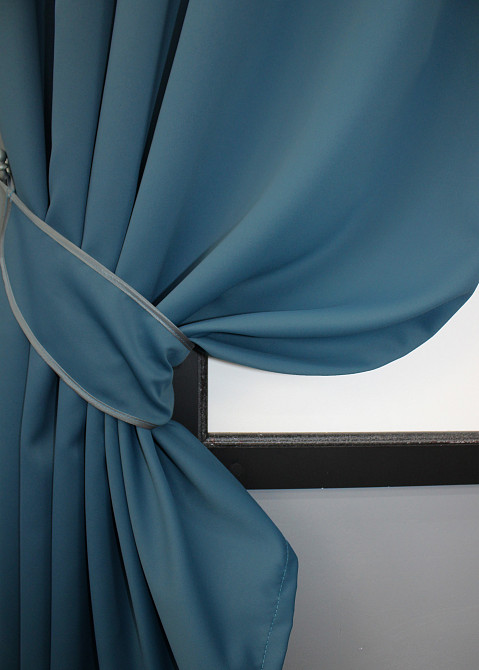 Комплект коротких штор VR-Textil Блекаут Midnight № 1675ш Синій 140х170 см 2 шт (35-0323) Київ - фото 3