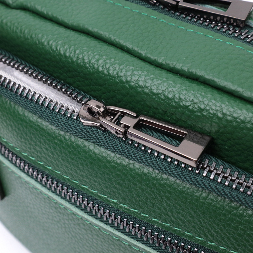 Яркая женская сумка с накладным карманом из натуральной кожи Vintage 22639 Зеленая Киев - изображение 8