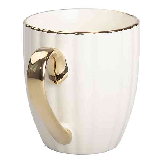 Чашка порцелянова із золотим обідком і золотою ручкою 420 (мл) Бежева RX-N240629BE Коломия