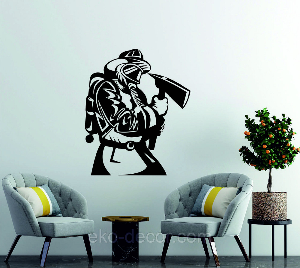 Декоративне настінне Панно  «Пожежник» , Декор на стіну 90*75 см, Чорний Київ - фото 2