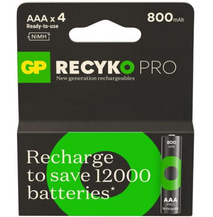 Акумулятор GP Recyko Pro 800mAh Eco, Ni-MH AAA, 1.2V, 2.4A, LSD70-5, коробка 4 шт. Дніпро