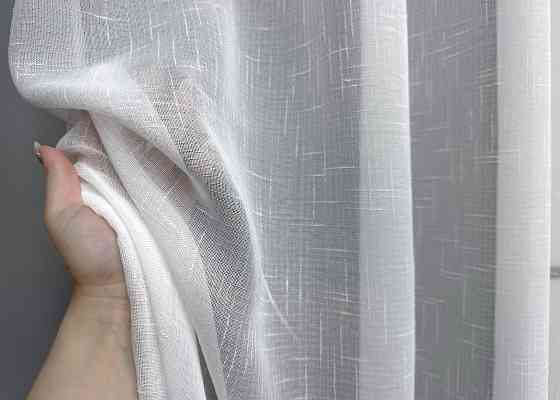 Тюль на люверсах VR-Textil 115т Лен однотонный Белый 400х250 см (47-020) Киев