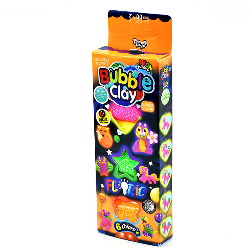 Креативна творчість "BUBBLE CLAY "FLUORIC" 6 кольорів укр. (30), шт Київ - фото 1