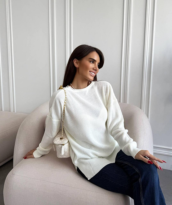 Женский базовый теплый повседневный оверсайз свитер 100% акрил Одесса - изображение 6