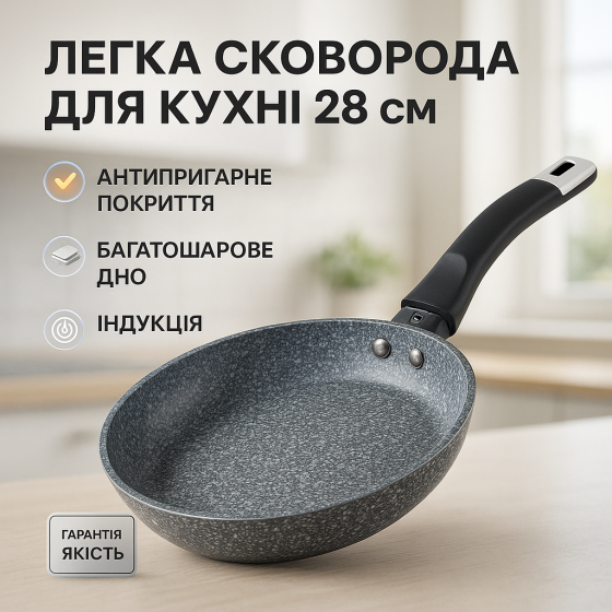 Сковорода с антипригарным покрытием внутренней поверхности Unique UN-5106 28 см, Сковорода фирменная BZ-88 Львов