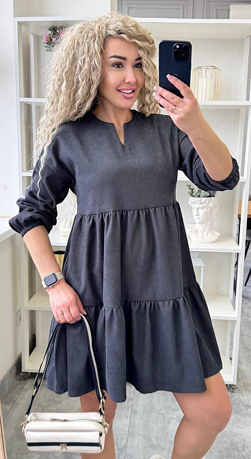 Жіноче базове повсякденне плаття мікровельвет Графіт, 50/52 Одеса - фото 8
