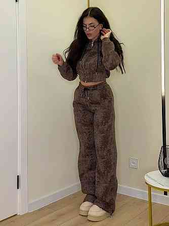 Женский теплый прогулочный костюм двойка турецкая трехнить варенка на флисе Шоколад, 42/44 Одесса