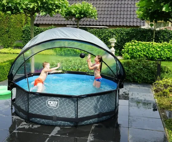 Басейн EXIT круглий з куполом 360 х 76 см у кольорі Stone Київ