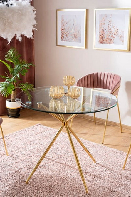 Стіл AZALIA прозорий/золото каркас д.80 Дніпро - фото 9