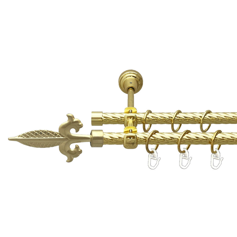 Карниз Orvit Генуя металевий дворядний відкритий скручена труба кільце металеве Золото 16\16 мм 200 см Львов - изображение 1