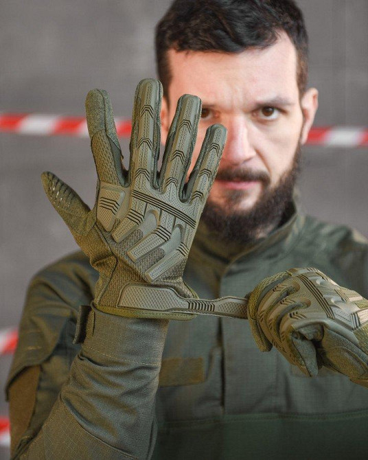 Перчатки тактичні чоловічі оливи Одеса - фото 9